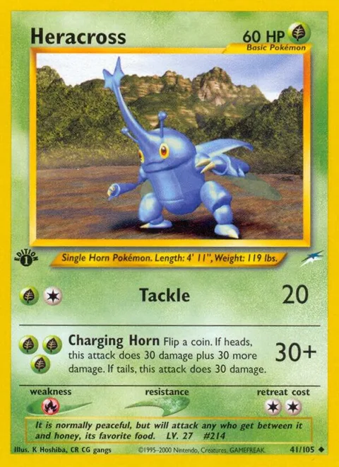 Heracross #041/105 1st Edition Pokémon card from Neo Destiny