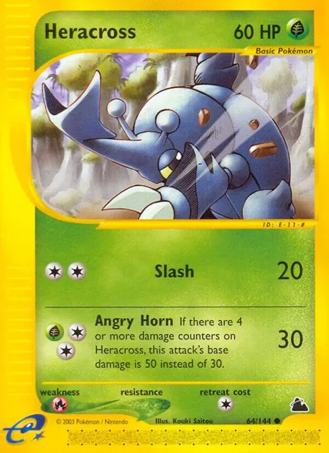 Heracross #064/144 Reverse Holofoil Pokémon card from Skyridge