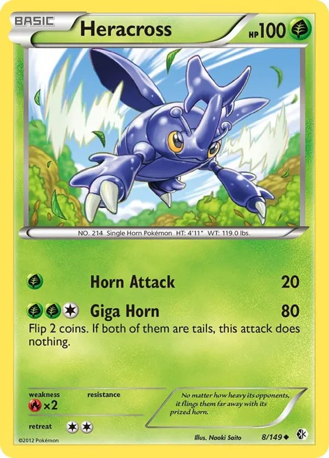 Heracross #8/149 Pokémon card from Boundaries Crossed