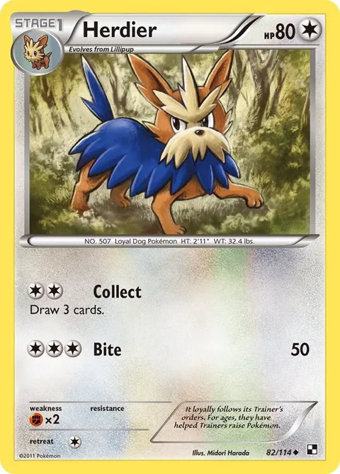 Herdier #82/114 Pokémon card from Black and White