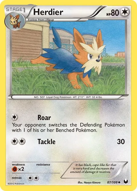Herdier #87/108 Pokémon card from Dark Explorers
