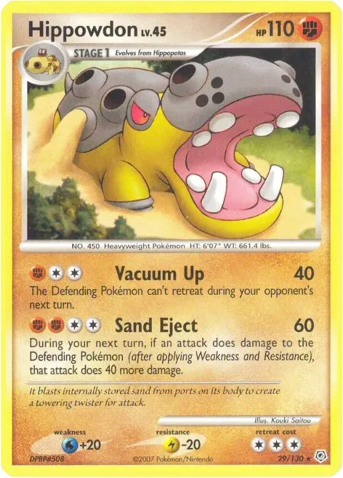 Hippowdon #29/130 Reverse Holofoil Pokémon card from Diamond and Pearl
