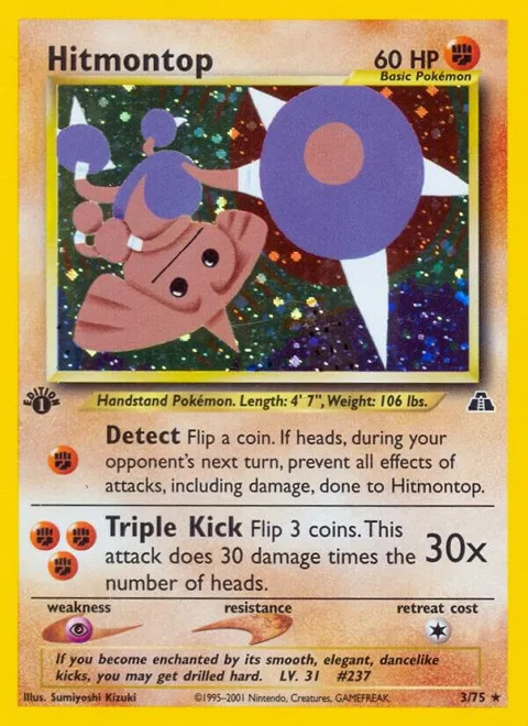 Hitmontop 3 #03/75 Unlimited Holofoil Pokémon card from Neo Discovery