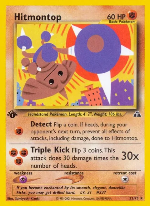 Hitmontop 22 #22/75 Unlimited Pokémon card from Neo Discovery