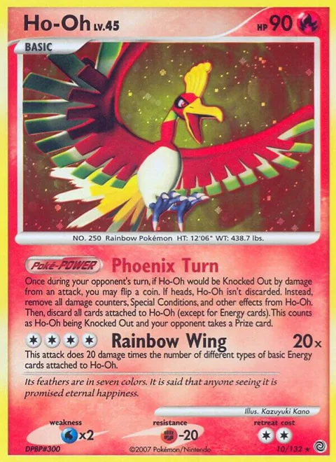 Ho-Oh #10/132 Reverse Holofoil Pokémon card from Secret Wonders