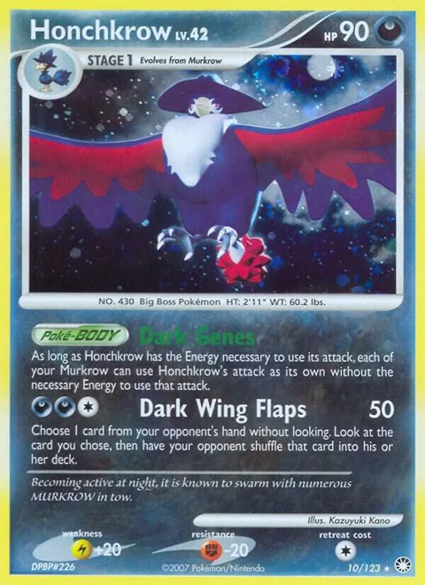 Honchkrow #10/123 Reverse Holofoil Pokémon card from Mysterious Treasures