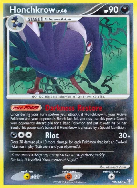 Honchkrow #29 Reverse Holofoil Pokémon card from Supreme Victors
