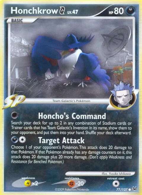 Honchkrow G #77/127 Reverse Holofoil Pokémon card from Platinum