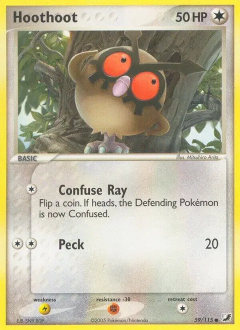 Hoothoot #59/115 Pokémon card from EX Unseen Forces