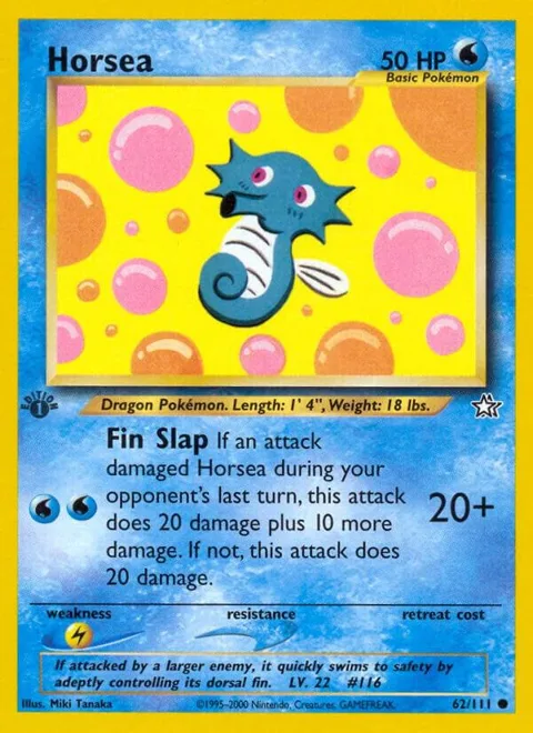 Horsea #062/111 1st Edition Pokémon card from Neo Genesis