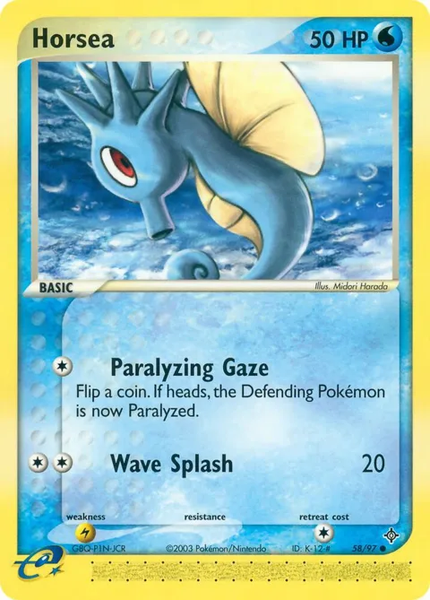Horsea #58/97 Pokémon card from EX Dragon