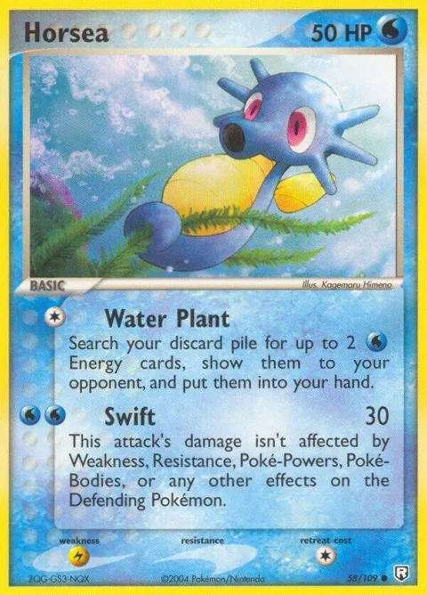 Horsea #58/109 Pokémon card from EX Team Rocket Returns