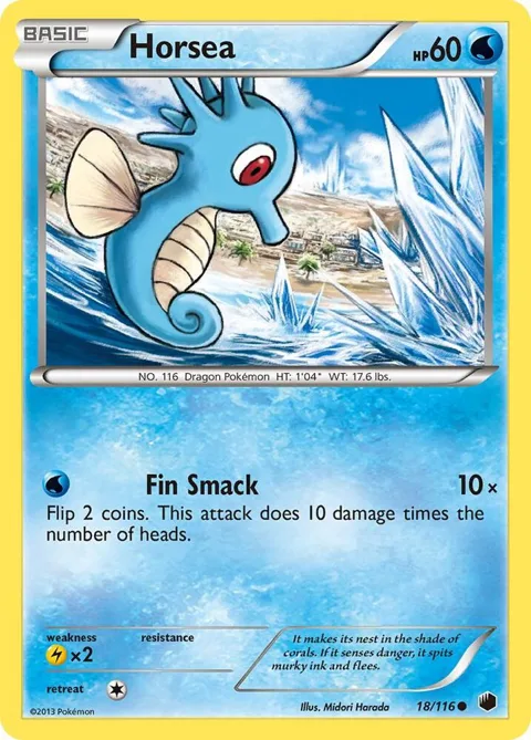 Horsea #18/116 Reverse Holofoil Pokémon card from Plasma Freeze
