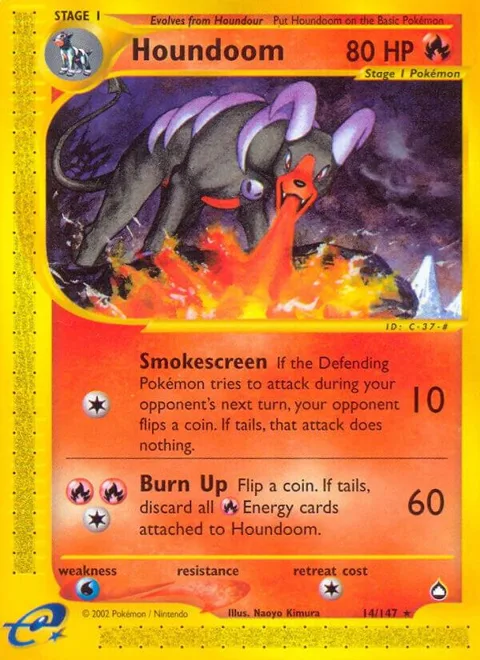Houndoom 14 #014/147 Reverse Holofoil Pokémon card from Aquapolis