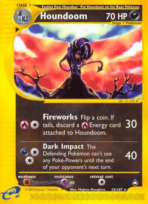 Houndoom 15 #015/147 Reverse Holofoil Pokémon card from Aquapolis