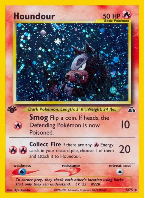 Houndour 5 #05/75 Unlimited Holofoil Pokémon card from Neo Discovery