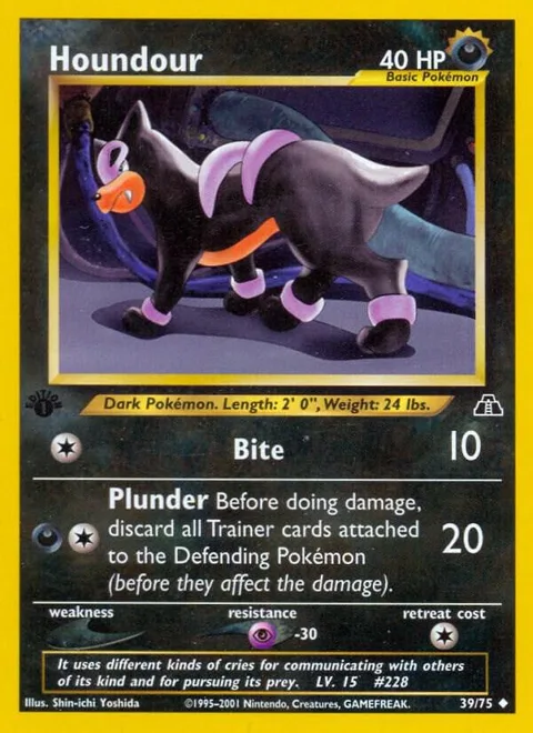 Houndour 39 #39/75 Unlimited Pokémon card from Neo Discovery