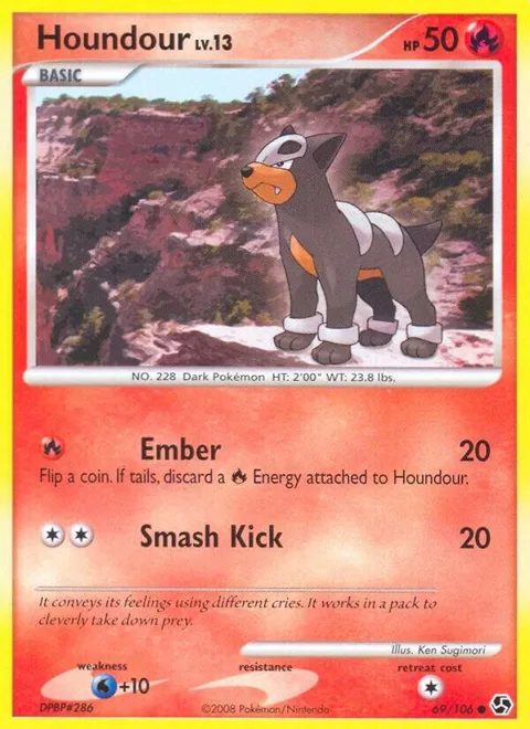 Houndour #69/106 Reverse Holofoil Pokémon card from Great Encounters