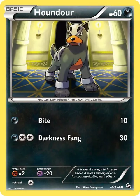 Houndour #74/124 Pokémon card from Dragons Exalted