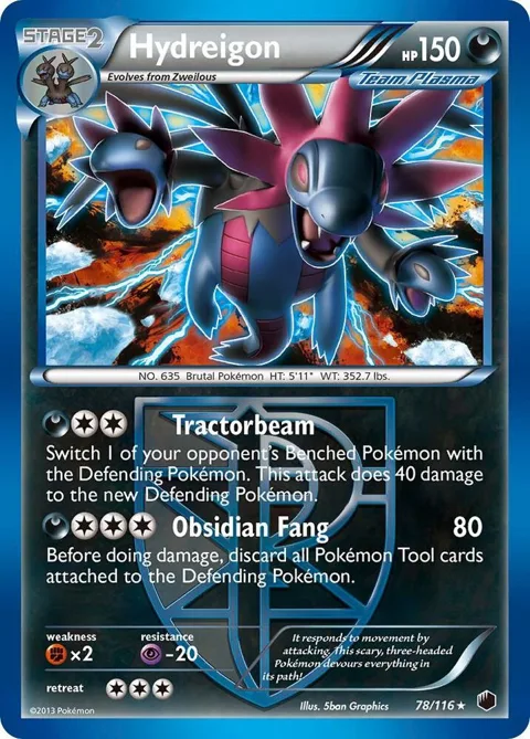 Hydreigon Team Plasma #78/116 Holofoil Pokémon card from Plasma Freeze