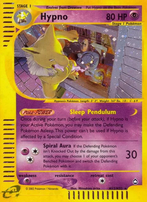 Hypno H12 #H12/H32 Holofoil Pokémon card from Aquapolis
