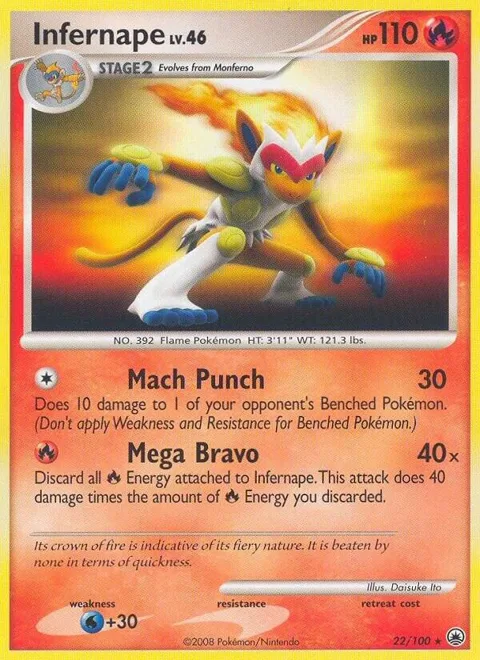 Infernape #22/100 Pokémon card from Majestic Dawn
