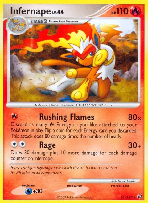Infernape #31/127 Reverse Holofoil Pokémon card from Platinum