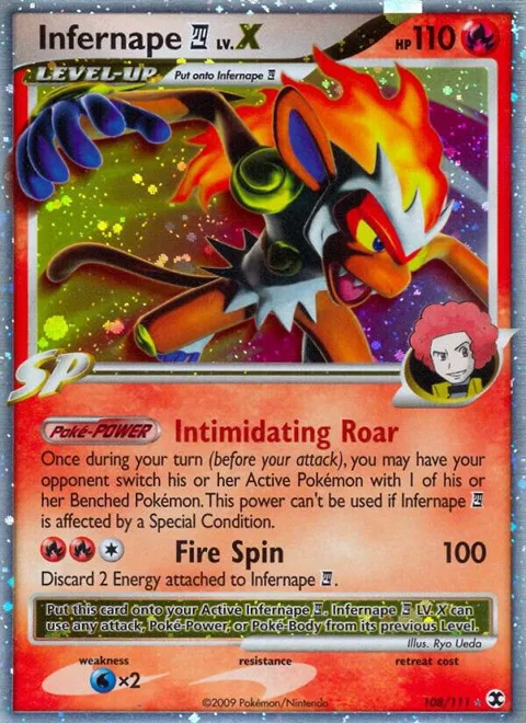Infernape E4 Lv.X #108/111 Holofoil Pokémon card from Rising Rivals