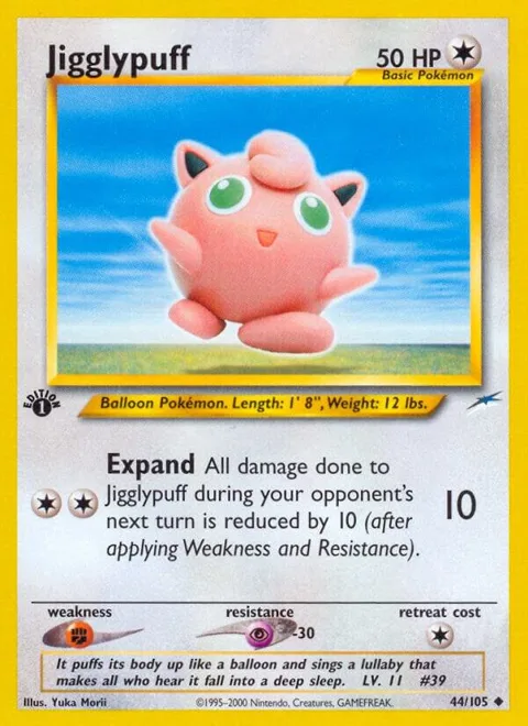 Jigglypuff #044/105 1st Edition Pokémon card from Neo Destiny
