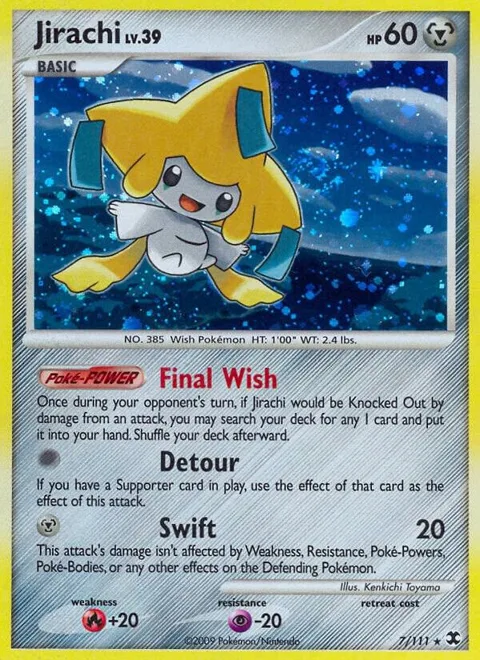 Jirachi #7/111 Reverse Holofoil Pokémon card from Rising Rivals