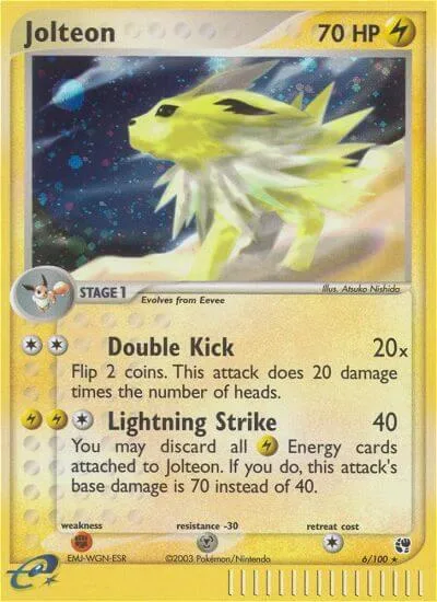 Jolteon #6/100 Holofoil Pokémon card from EX Sandstorm