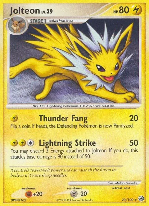 Jolteon #23/100 Pokémon card from Majestic Dawn