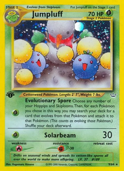 Jumpluff #09/64 1st Edition Holofoil Pokémon card from Neo Revelation