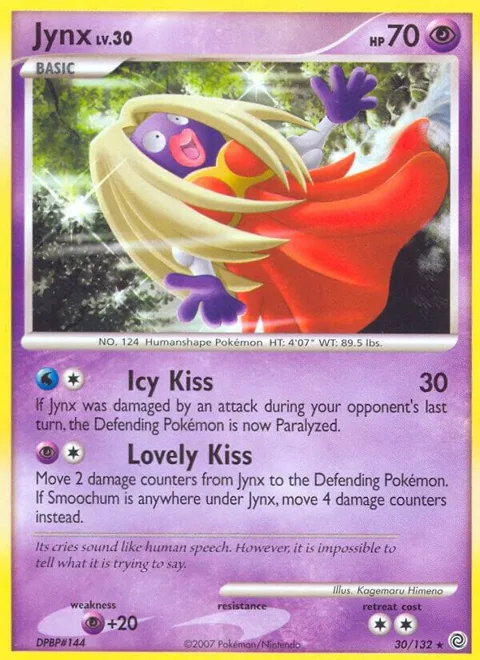 Jynx #30/132 Reverse Holofoil Pokémon card from Secret Wonders