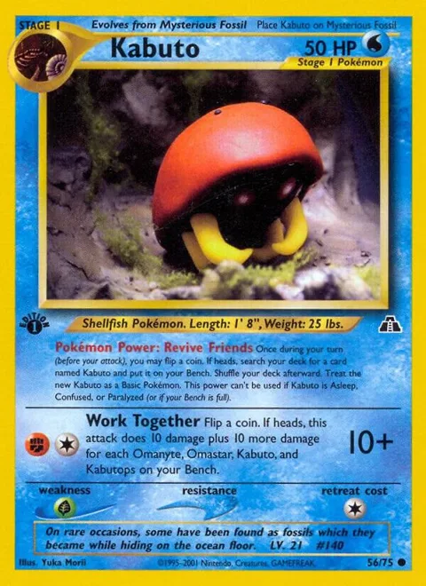 Kabuto #56/75 Unlimited Pokémon card from Neo Discovery