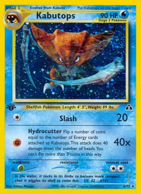 Kabutops 6 #06/75 1st Edition Holofoil Pokémon card from Neo Discovery