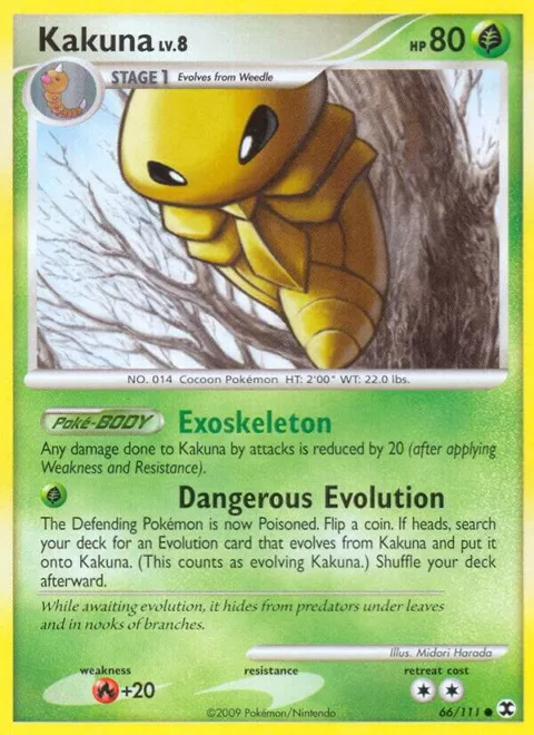 Kakuna #66/111 Reverse Holofoil Pokémon card from Rising Rivals