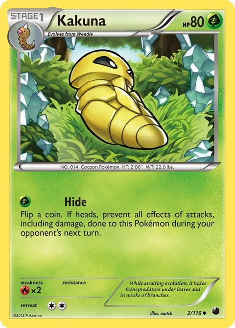 Kakuna #2/116 Reverse Holofoil Pokémon card from Plasma Freeze
