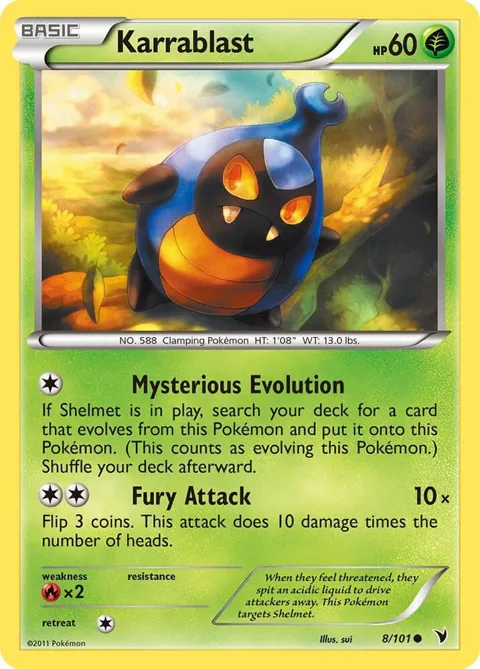Karrablast #8/101 Pokémon card from Noble Victories