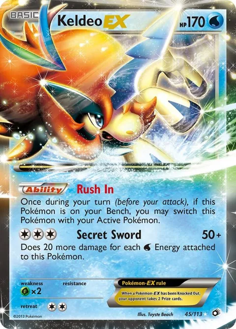 Keldeo EX #45/113 Holofoil Pokémon card from Legendary Treasures
