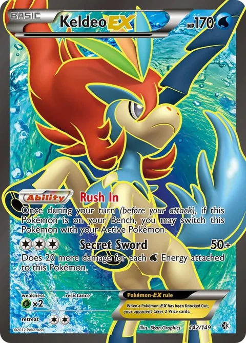 Keldeo EX 142 Full Art #142/149 Holofoil Pokémon card from Boundaries Crossed