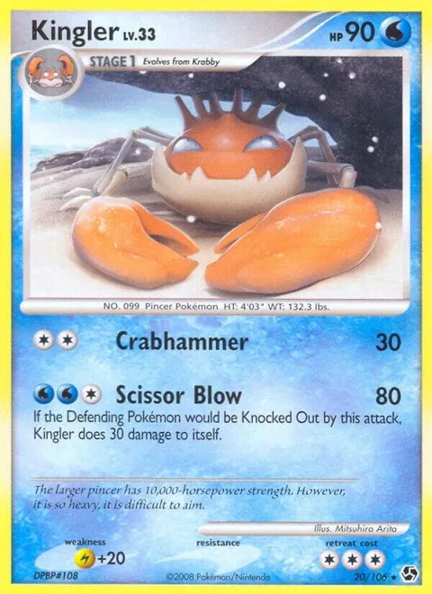 Kingler #20/106 Reverse Holofoil Pokémon card from Great Encounters