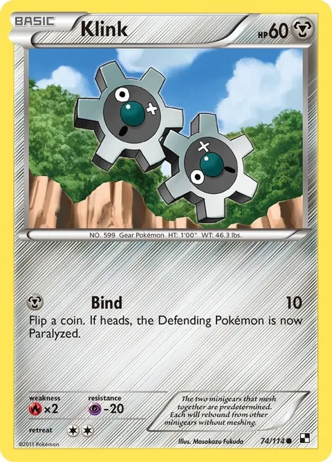 Klink #74/114 Pokémon card from Black and White