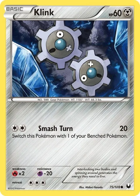 Klink #75/108 Pokémon card from Dark Explorers