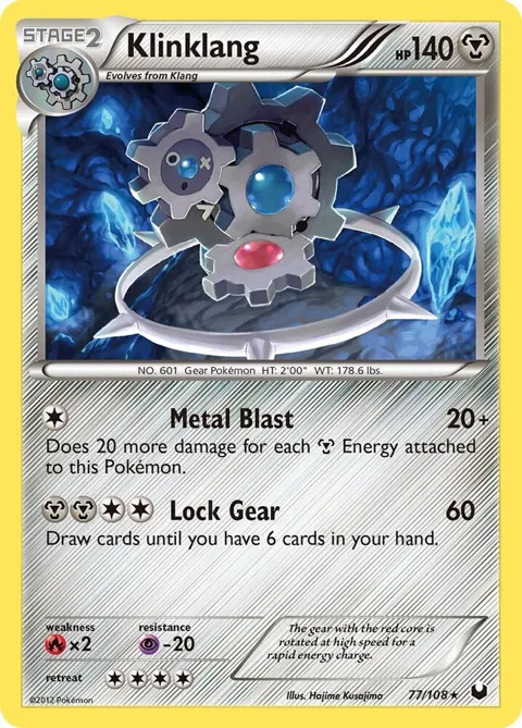 Klinklang #77/108 Holofoil Pokémon card from Dark Explorers