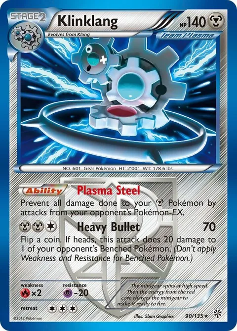 Klinklang Team Plasma #90/135 Holofoil Pokémon card from Plasma Storm