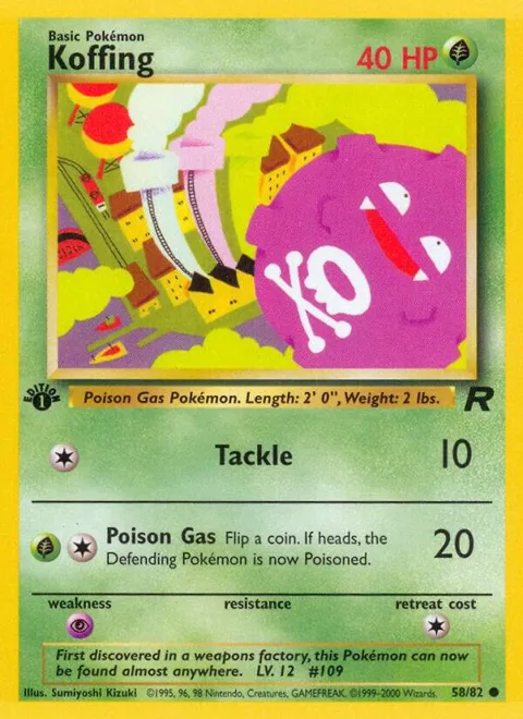 Koffing #58/82 Unlimited Pokémon card from Team Rocket