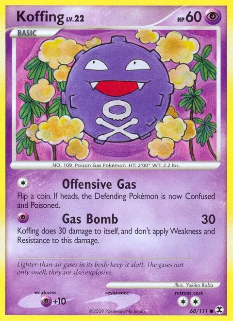 Koffing #68/111 Reverse Holofoil Pokémon card from Rising Rivals