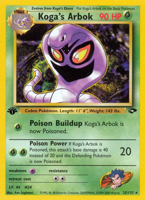 Koga's Arbok #025/132 Unlimited Pokémon card from Gym Challenge
