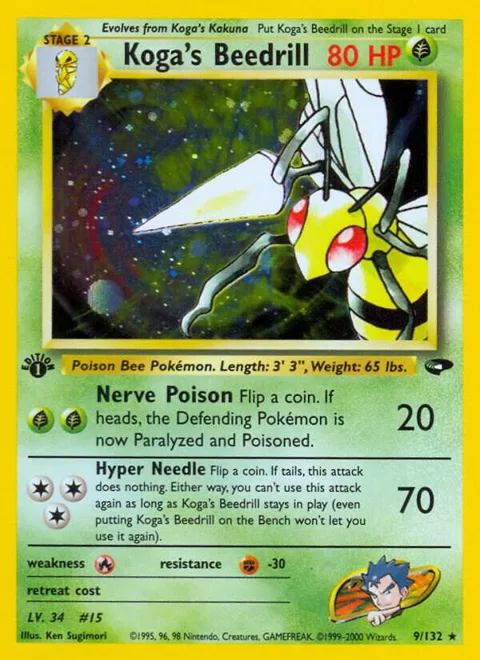 Koga's Beedrill #009/132 Unlimited Holofoil Pokémon card from Gym Challenge